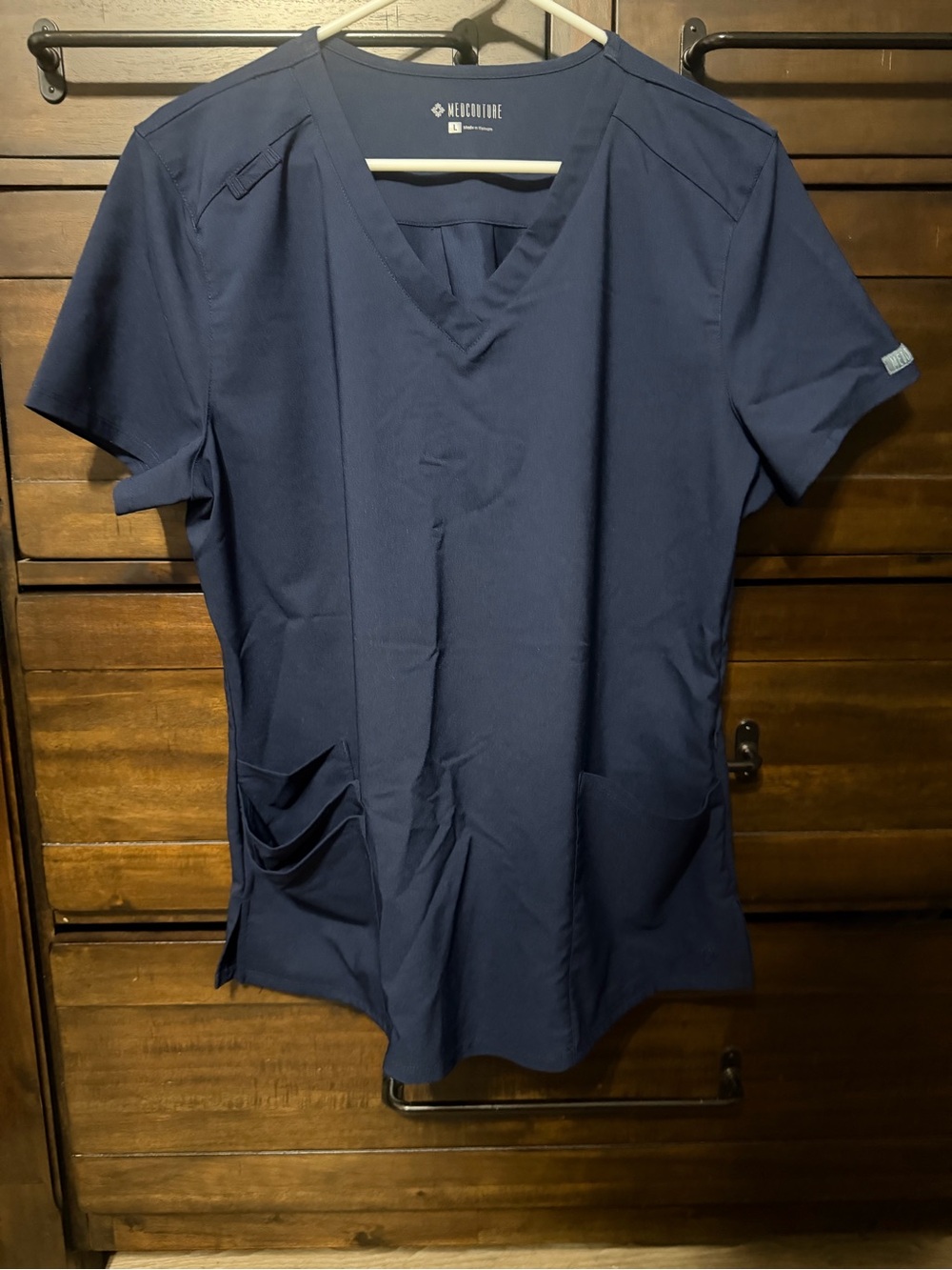 Med Couture Navy V-Neck Short Sleeve Scrub Top